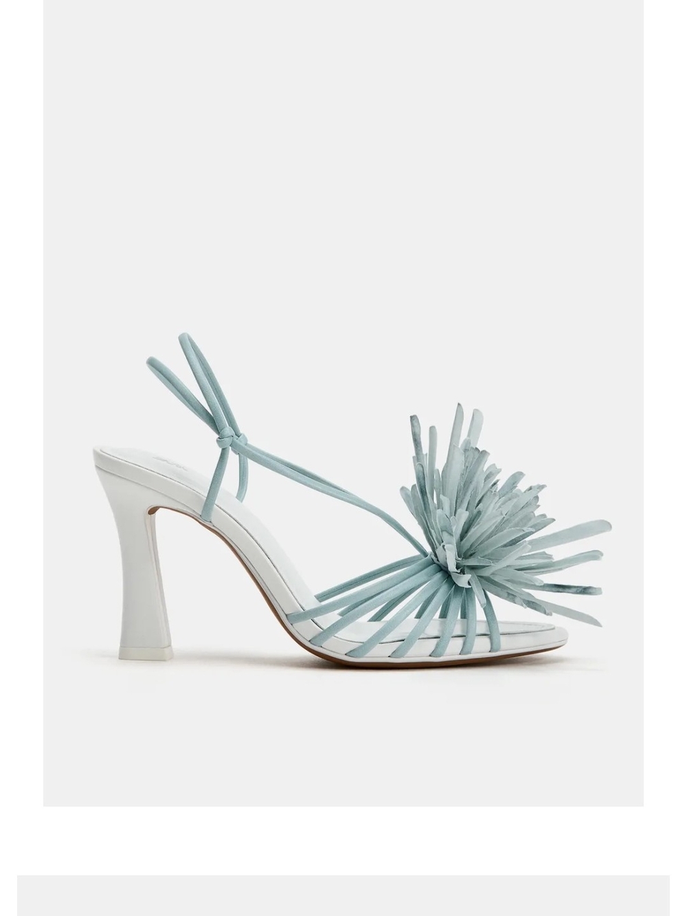 Zara Blue Floral Strappy Mid Heel Sandals Sz 6.5